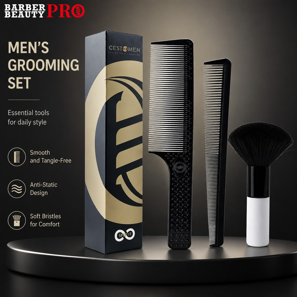 Men'S Grooming Hairstyles - Conjunto de 3 pentes profissionais para