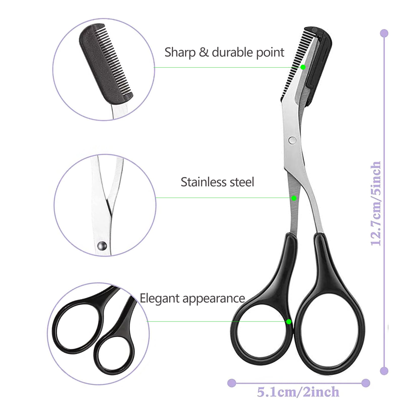 Men'S Grooming Facial - Tesoura para Sobrancelhas com Pente, Tesoura